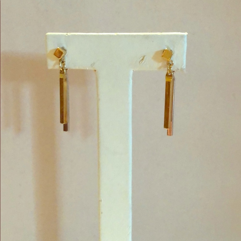 Two- Toned Gold & Silver Double Hanging Earrings
